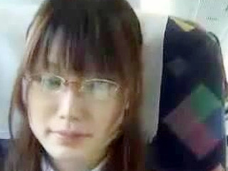 Juicy schoolgirl gets horny on public train ride in Japan